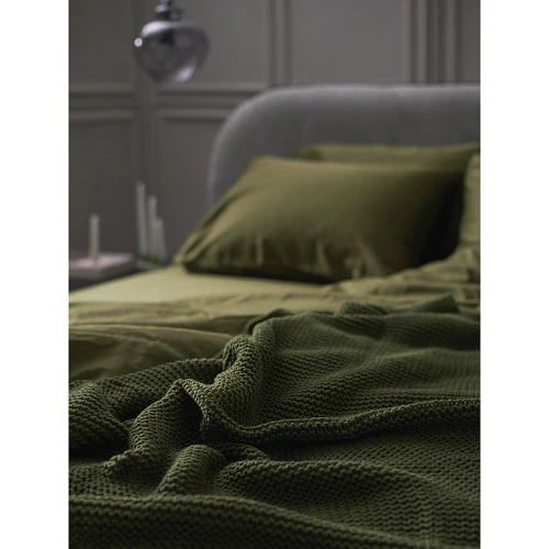 Комплект постельного белья из премиального сатина оливкового цвета из коллекции essential, 200х220 см