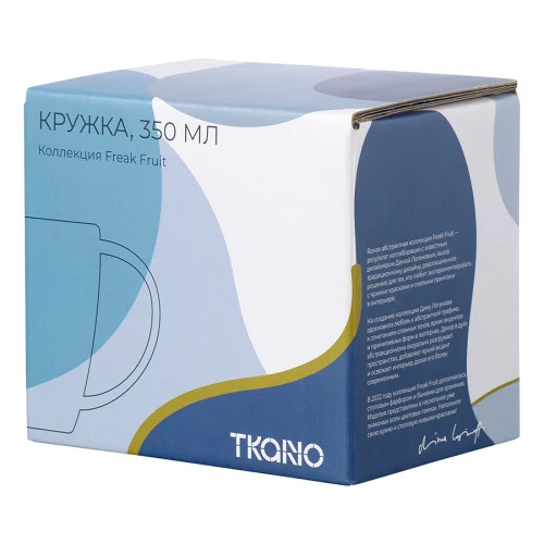 Кружка синего цвета с авторским принтом из коллекции freak fruit, 350мл