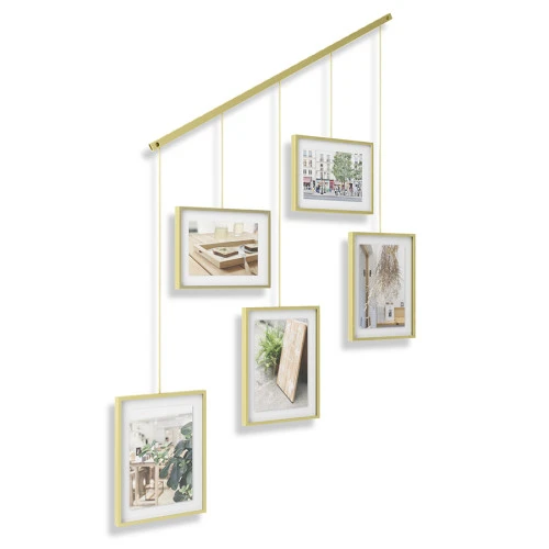 Панно для фотографий exhibit, матовая латунь, 5 эл.