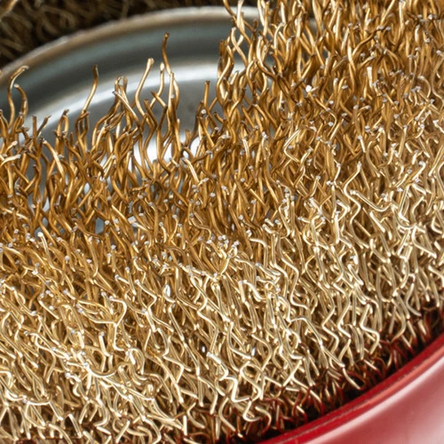 Щетка для УШМ, 75 мм, М14, "чашка", латунированная витая проволока Matrix