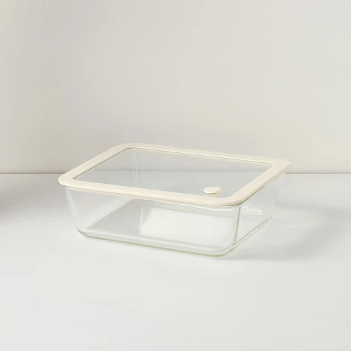 Контейнер для запекания и хранения стеклянный с вакуумным эффектом, 2,6 л, молочный