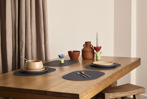 Набор из 4-х двухсторонних сервировочных салфеток pool, 30х45 см, синий/коричневый