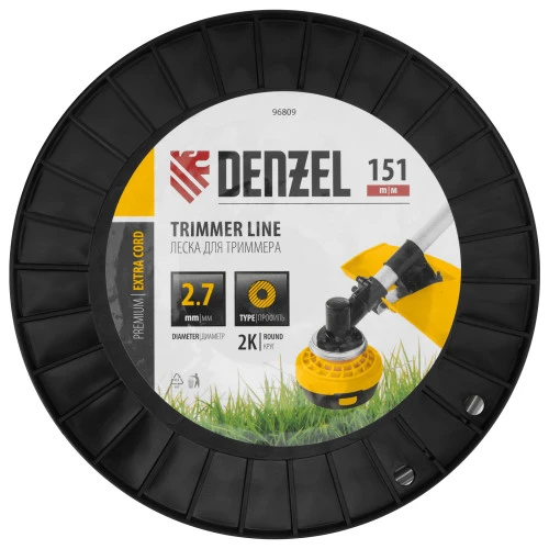 Леска для триммера двухкомпонентная круглая, 2,7мм х 151м, на DIN катушке EXTRA CORD Denzel