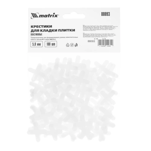 Крестики, 5.0 мм, для кладки плитки, 100 шт Matrix