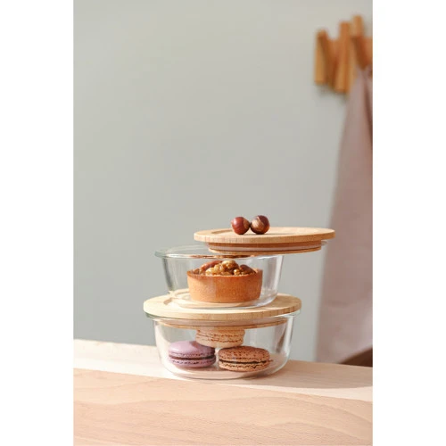 Контейнер для запекания и хранения eco store с крышкой из бамбука, 650 мл