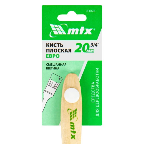 Кисть плоская "Евро" 3/4", смешанная щетина, деревянная ручка MTX