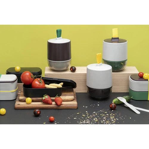 Ланч-бокс с приборами food time, 1 л, черный