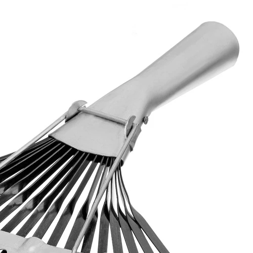 Грабли веерные стальные, 385 мм, 20 плоских зубьев, оксидированные, без черенка, Сибртех