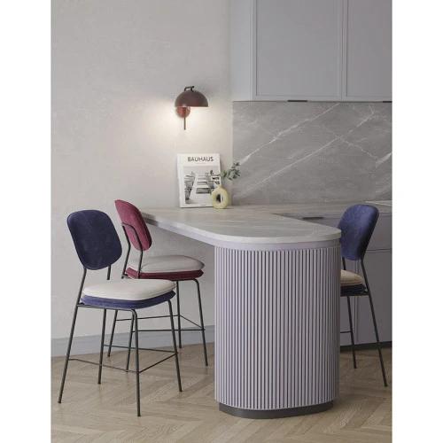 Стул полубарный с контрастным кантом pea, велюр, темно-синий/бежевый