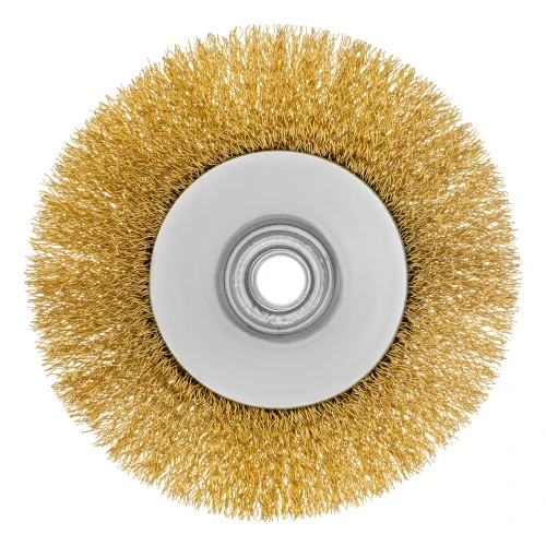 Щетка для УШМ, 125 мм, М14, "тарелка", латунированная витая проволока Matrix
