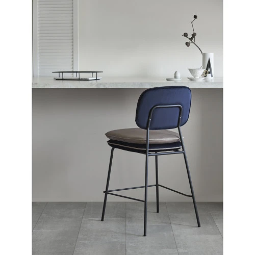 Стул полубарный pea, велюр, темно-синий/бежевый