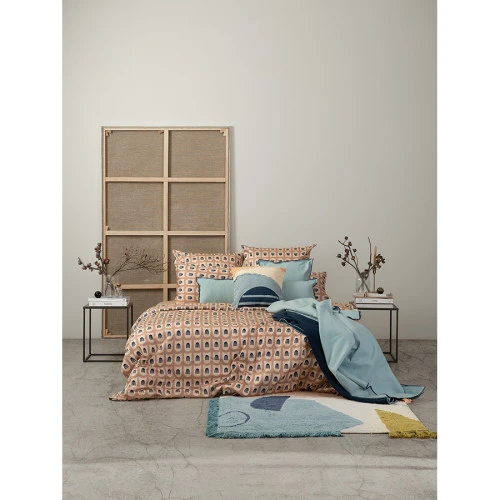 Комплект постельного белья полутораспальный из сатина бежево-розового цвета с принтом blossom time из коллекции cuts&pieces