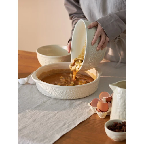 Блюдо для запекания birds of paradise, D33 см, кремовое