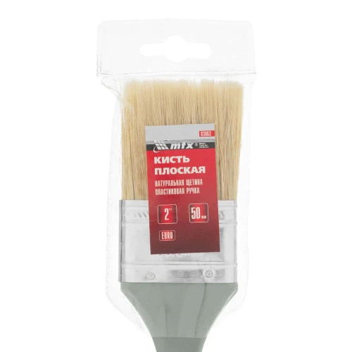 Кисть плоская "Евро" 2", натуральная щетина, пластмассовая ручка MTX