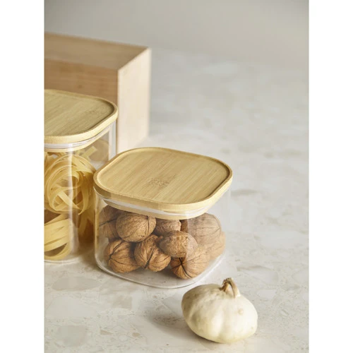Банка для хранения квадратная glass bamboo,1 л