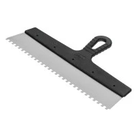 Шпатель  из нержавеющей стали, 350 мм, зуб 6 х 6 мм, пластмассовая ручка Сибртех