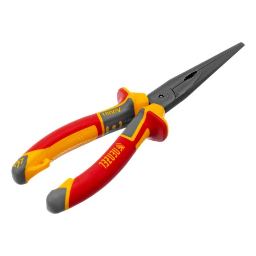 Длинногубцы прямые, диэлектрические рукоятки до 1000 В, трехкомпонентные рукоятки, 205мм Denzel