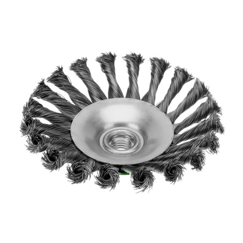 Щетка для УШМ, 125 мм, М14, "тарелка", крученая металлическая проволока Сибртех