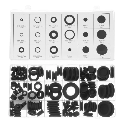 Набор сальников, D 6, 35-25.4 мм, 125 предметов Сибртех