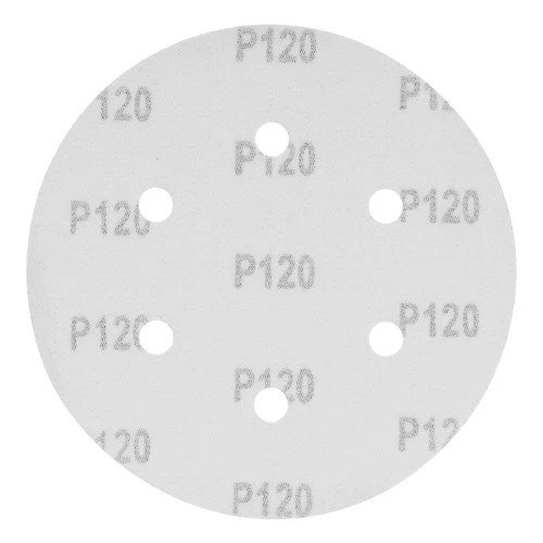 Круг абразивный на ворсовой подложке под "липучку", перфорированный, P 120, 150 мм, 5 шт Matrix