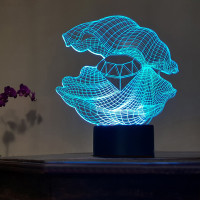 Ночной 3d светильник Ракушка с алмазом