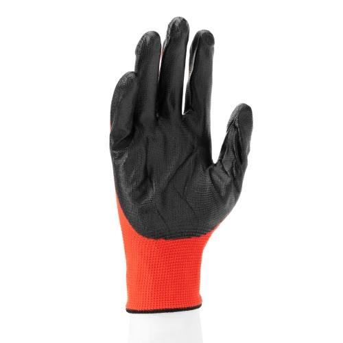 Перчатки полиэфирные с черным нитрильным покрытием маслобензостойкие, L, 15 класс вязки Stels