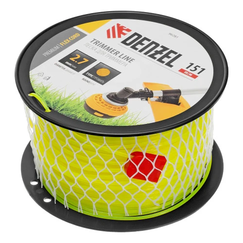 Леска для триммера круглая, 2,7мм х 151м, на DIN катушке FLEX CORD,  Denzel