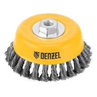 Щетка для УШМ, 125 мм, "Чашка", крученая нержавеющая проволока 0.5 мм, М14 Denzel