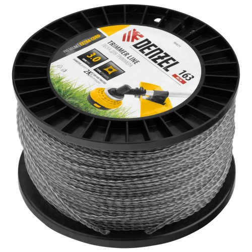 Леска для триммера двухкомпонентная витой квадрат, 3,0мм х 163м, на DIN катушке EXTRA CORD Denzel