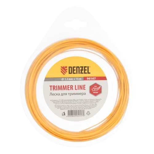 Леска для триммера, звезда, 1.3 мм х 15 м Denzel