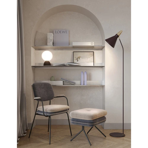 Пуф pea, велюр, бежевый/темно-серый