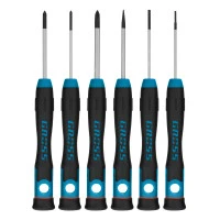 Набор отверток для точной механики, CrMo, двухкомпонентные рукоятки, 6 шт, пластиковый бокс Gross