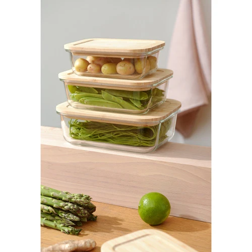 Контейнер для запекания и хранения eco store с крышкой из бамбука, 1050 мл