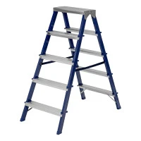 Стремянка двусторонняя 5 ступеней, стальная, Сибртех
