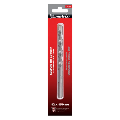Сверло по бетону, 12 х 150 мм, трехгранный хвостовик Matrix