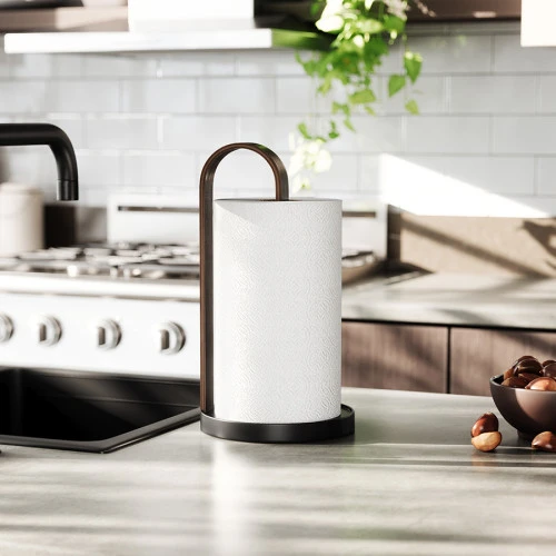 Держатель для бумажных полотенец bellwood, черный/орех