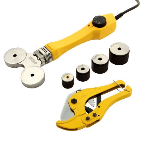 Аппарат для сварки пластиковых труб DWP-750, 750 Вт, 0-300 град, 4 насадки, 20-40 мм Denzel