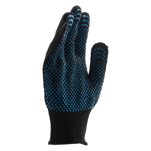 Перчатки хлопкоэфирные плюшевые, ПВХ "Точка", 7 кл, 55 гр Сибртех