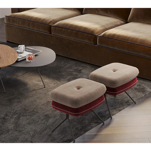 Пуф pea, велюр, бежевый/бордовый