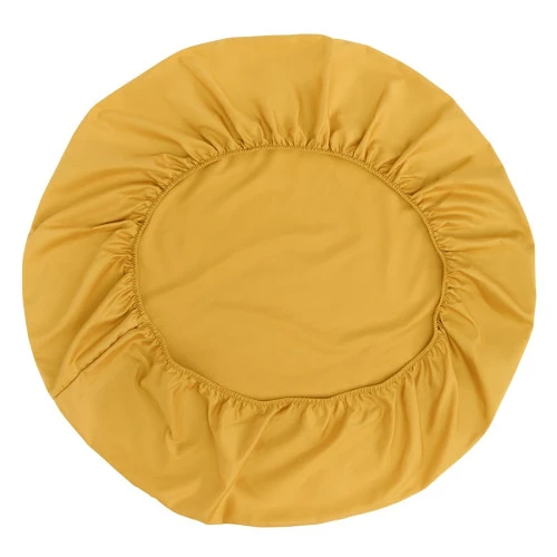 Простыня круглая на резинке из сатина горчичного цвета из коллекции essential, 75х75х20 см