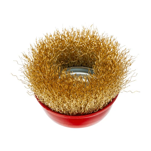 Щетка для УШМ, 65 мм, М14, "чашка", латунированная витая проволока Matrix