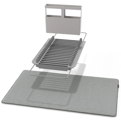 Коврик для сушки посуды с полкой для раковины udry 51х17х57 см, темно-серый
