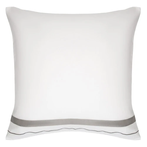 Набор из двух наволочек из сатина белого цвета с серым кантом из коллекции essential, 70х70 см