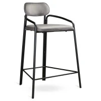 Стул полубарный ror, round, велюр, черный/серый