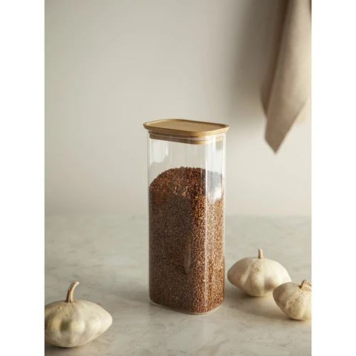 Банка для хранения прямоугольная glass bamboo, 2 л