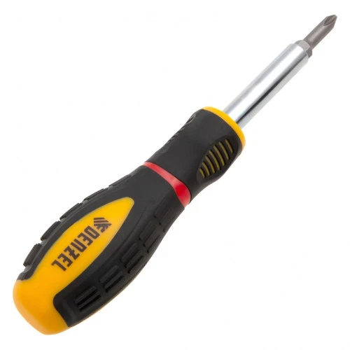 Отвертка комбинированная, SL3/16"-PH1, SL1/4"-PH2, 3-х компонентная рукоятка Denzel