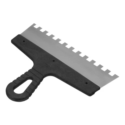 Шпатель из нержавеющей стали, 250 мм, зуб 10 х 10 мм, пластмассовая ручка Сибртех