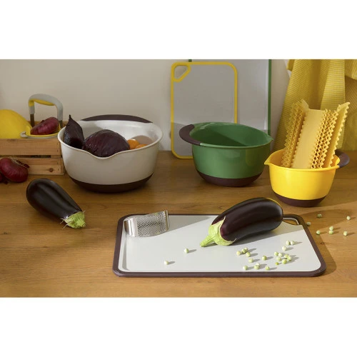 Доска разделочная из пшеничного волокна homi, 44х30 см, светло-серая с темно-сливовым кантом