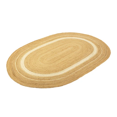 Ковер из джута овальный с вставками белого цвета из коллекции ethnic, 160х230см