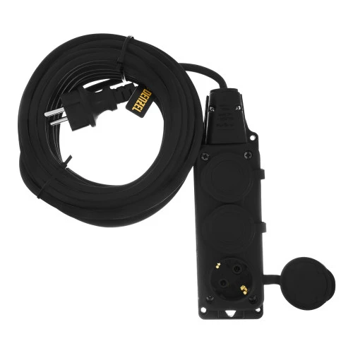 Удлинитель-шнур силовой Top Series, КГТТ, 10 м, 3 розетки, 3 x 1,5 мм Denzel